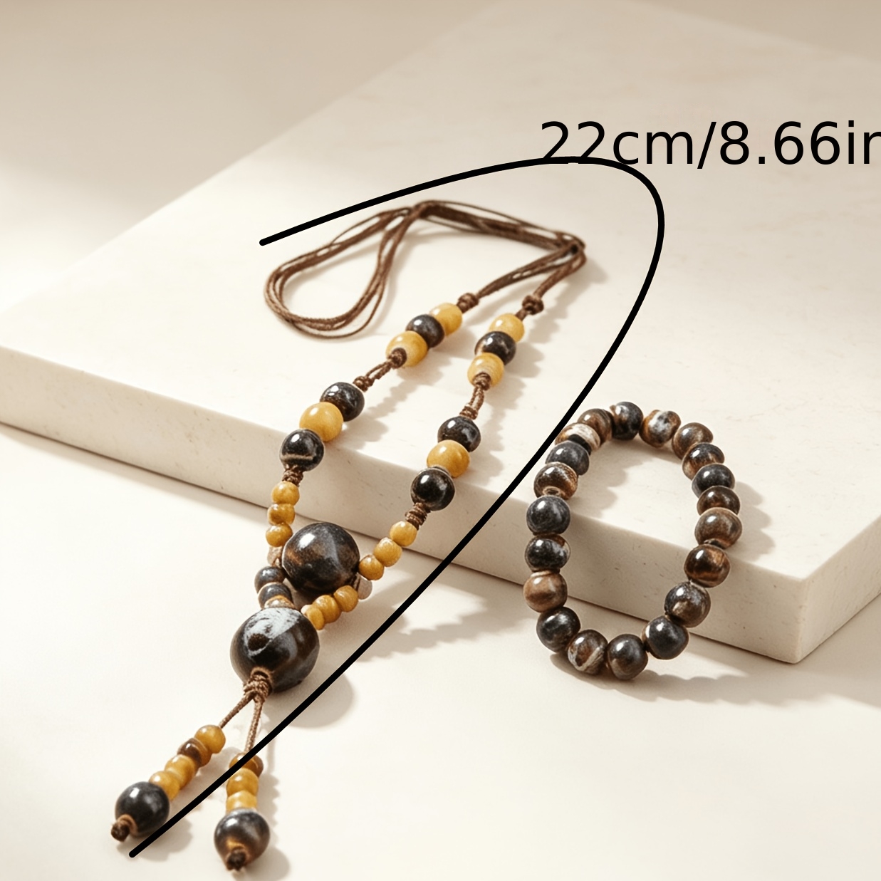 Personalized Ceramic Bead Necklace and Bracelet 2pcs Set, Stackable